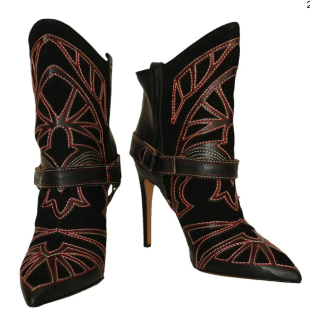 Isabel Marant Black and Red Heeled Boots